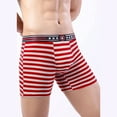 thumbnail image 2 of GHSOHS Mens Underwear Plus Size Cotton Boxer Brief for Men Fashion G Strings & Thongs Men's Cotton Underwear Lengthened Flat Angle Stripes Low Waist Track Running Wear Legs Boxer Brief Cotton Pan,2XL, 2 of 3