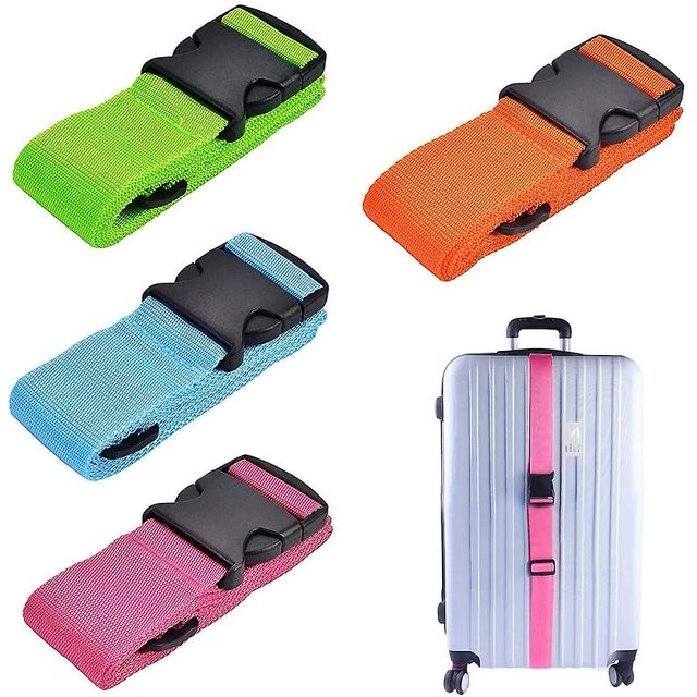 4 piezas Correa ajustable para maleta Correa para equipaje Correa cruzada Accesorios de viaje con ranura para etiqueta de nombre para 20quot; -32quot; Equipaje Maletas Seguridad Rojo Rosa Verde. Afortunado Sencillez
