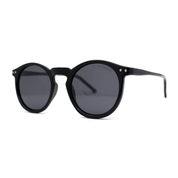 Polarized Hipster Round Keyhole Horn Rim Thin Plastic Sunglasses All Black