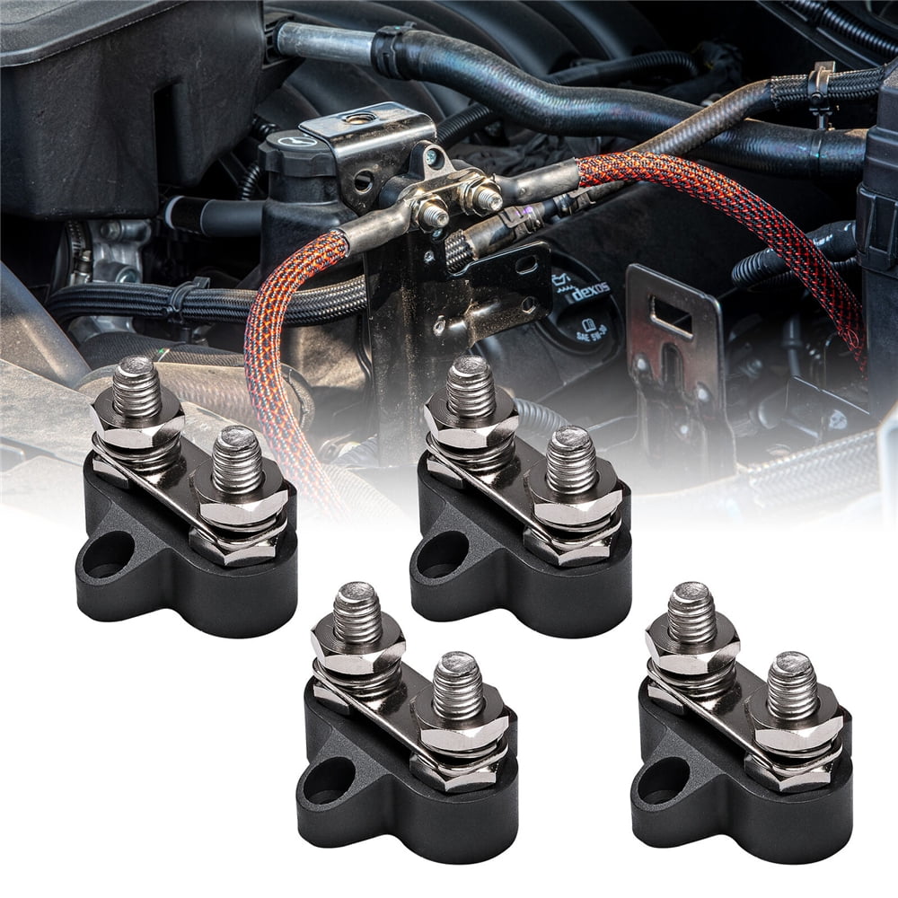 Acaigel 4 Pcs Black 48V DC Max M10 Battery Ground Distribution Terminal Busbar Stud Junction Post