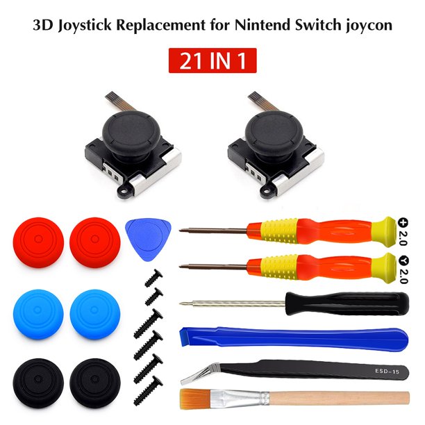 Piezas de reparación 25 en 1, superventas, palanca de pulgar analógica 3D para Nintendo Switch NS, Joystick, tapas de Joystick, Kit de controlador de repuesto Tan Jianjun unisex