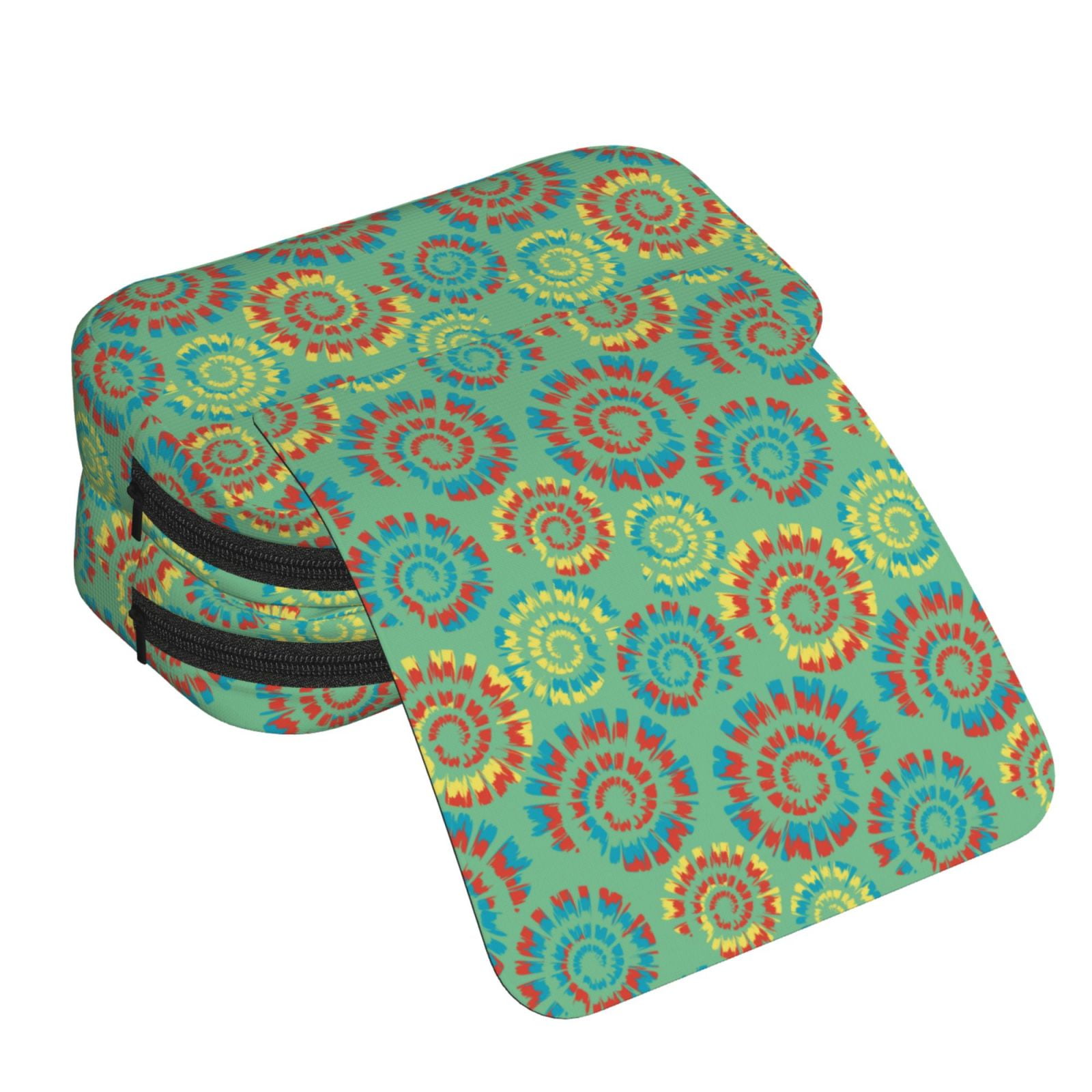 Rateoe Colourful Tie Dye Pattern Double Clamshell Pen Case, Storage Organizer with Two Zipper Compartments– Holds Up to 50 Pencils & Pens