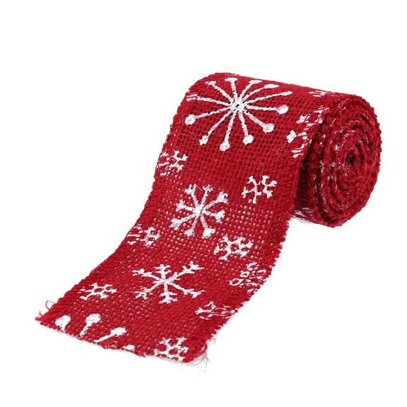 GOOHOCHY 2M 6CM Snowflake Style Burlap Craft Ribbon for DIY Crafts Home Wedding Christmas Decoration (Red White)