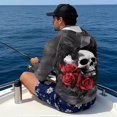 thumbnail image 5 of Bulopur Gothic Skull Print Men’s Graphic UV Hoodie Shirt, UPF 50+ Fishing Rash Guard with Breathable Mask, Quick Dry Lightweight Long Sleeve Sun Protection Top, 5 of 8
