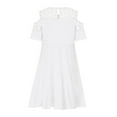 thumbnail image 7 of USSUMA Dress for Women Wedding Guest, Women's Plus Size Cold Shoulder Knee-Length Dresses Elegant Mesh Neck Casual Dress Short Sleeve Summer Flowy Swing Sundress, 7 of 7