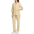 thumbnail image 7 of Minjewel Women's Short Sleeve Round Neck Scrubs for Women Set with Pockets, Breathable Scrub Set for Nurses, Caregivers & Medical Professionals,Beige L, 7 of 7