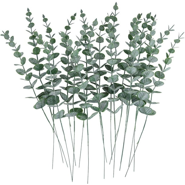 24Pcs Artificial Eucalyptus Leaves Long Stems Plant for Floral Arrangement Vase Bouquets Wedding