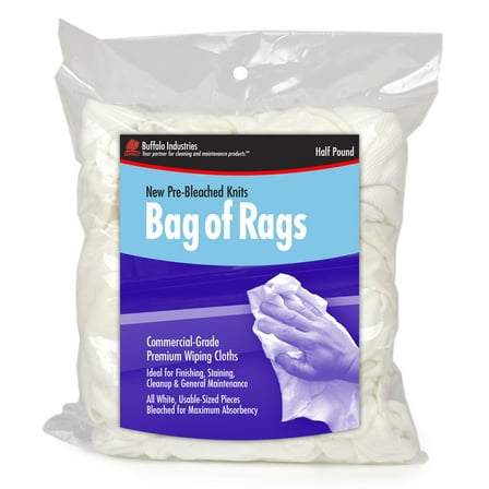 Buffalo Industries 60205 New Pre-Bleached Knit Cloth Rags - 1/2 lb. Bag