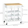 thumbnail image 3 of HOMCOM Kitchen Cart on Wheels w/ 4 Drawers, 2 Tray, Wine Rack, Wood Top, 3 of 10