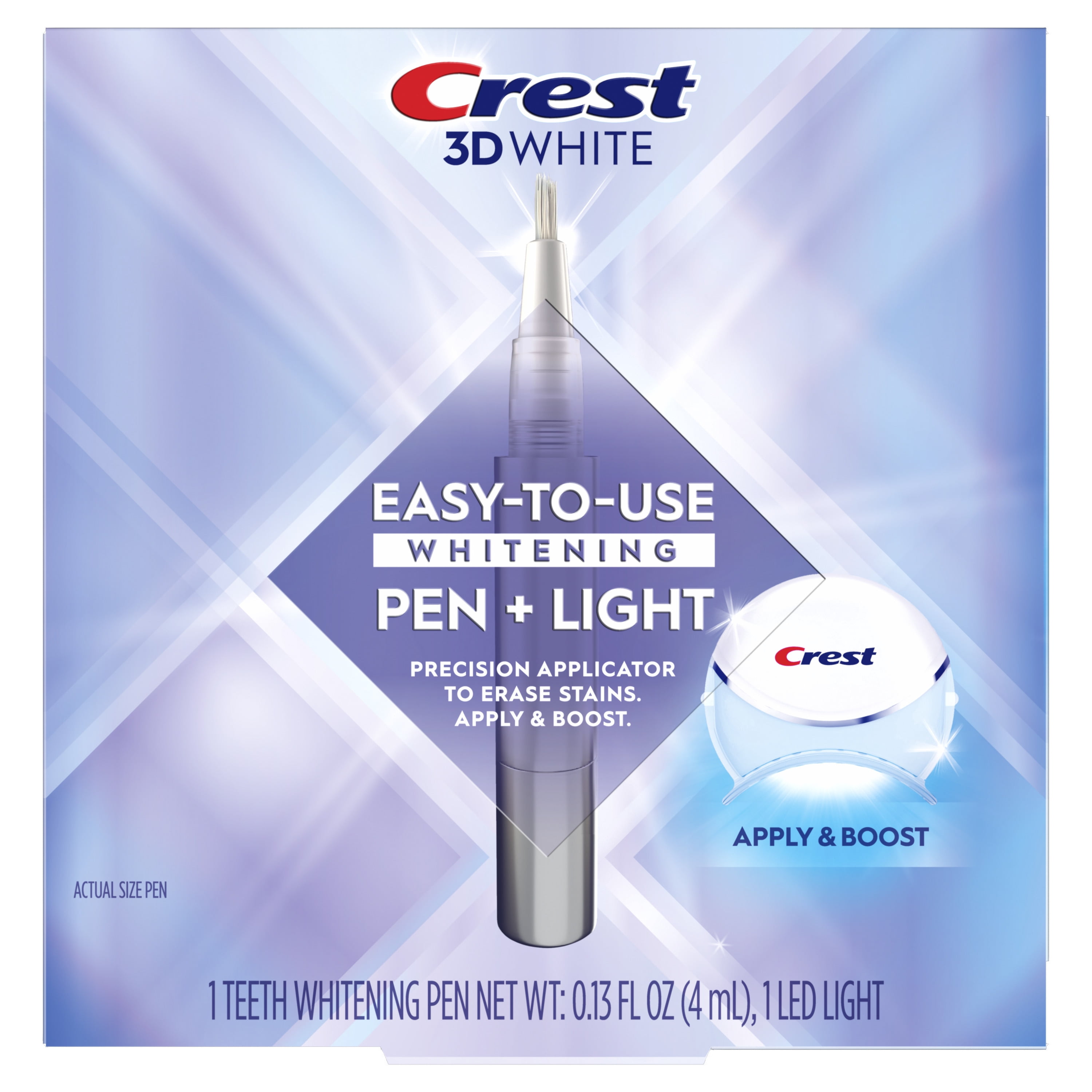 Crest 3DWhite Easy-to-Use Teeth Whitening Pen + Light, 1 Teeth Whitening Pen and 1 Light