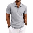 thumbnail image 2 of Waffle Polos Shirts for Adult Men 1/4 Zip Short Sleeve Casual Golf T-Shirt Slim Fit Quarter Zipper Pullover Summer Soft and Breathable Tee Shirts Solid Color Plain Lapel Sport Tops, 2 of 7