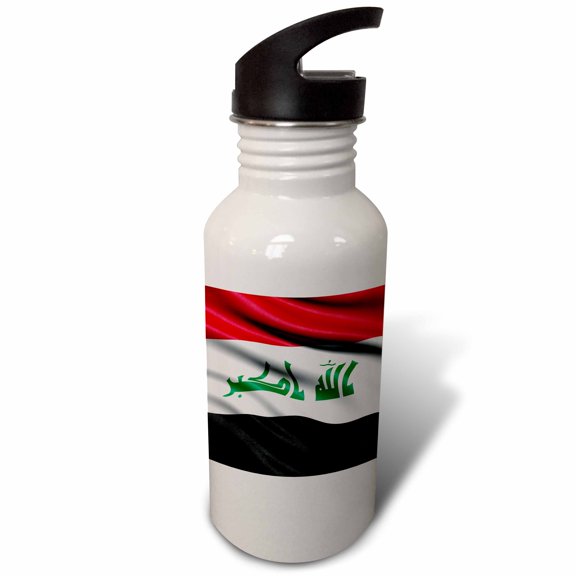 Flag of Iraq waving in the wind Flip Straw 21oz Water Bottle wb-340324-2