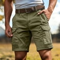 thumbnail image 4 of Men's Running Shorts Casual Elastic Waist Cargo Shorts Outdoor Loose Fit Solid Color Pocketed Walking Bottoms, 4 of 9