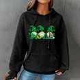 thumbnail image 2 of Women's Waffle Sweatshirts St. Patrick's Day Letter Graphic Print Drawstring Casual Loose Pullover Hoodies with Pockets(Black,M), 2 of 5