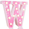 thumbnail image 1 of Lámpara LED Pooqla con forma de marquesina con letra W, purpurina rosa, batería, 1 of 7