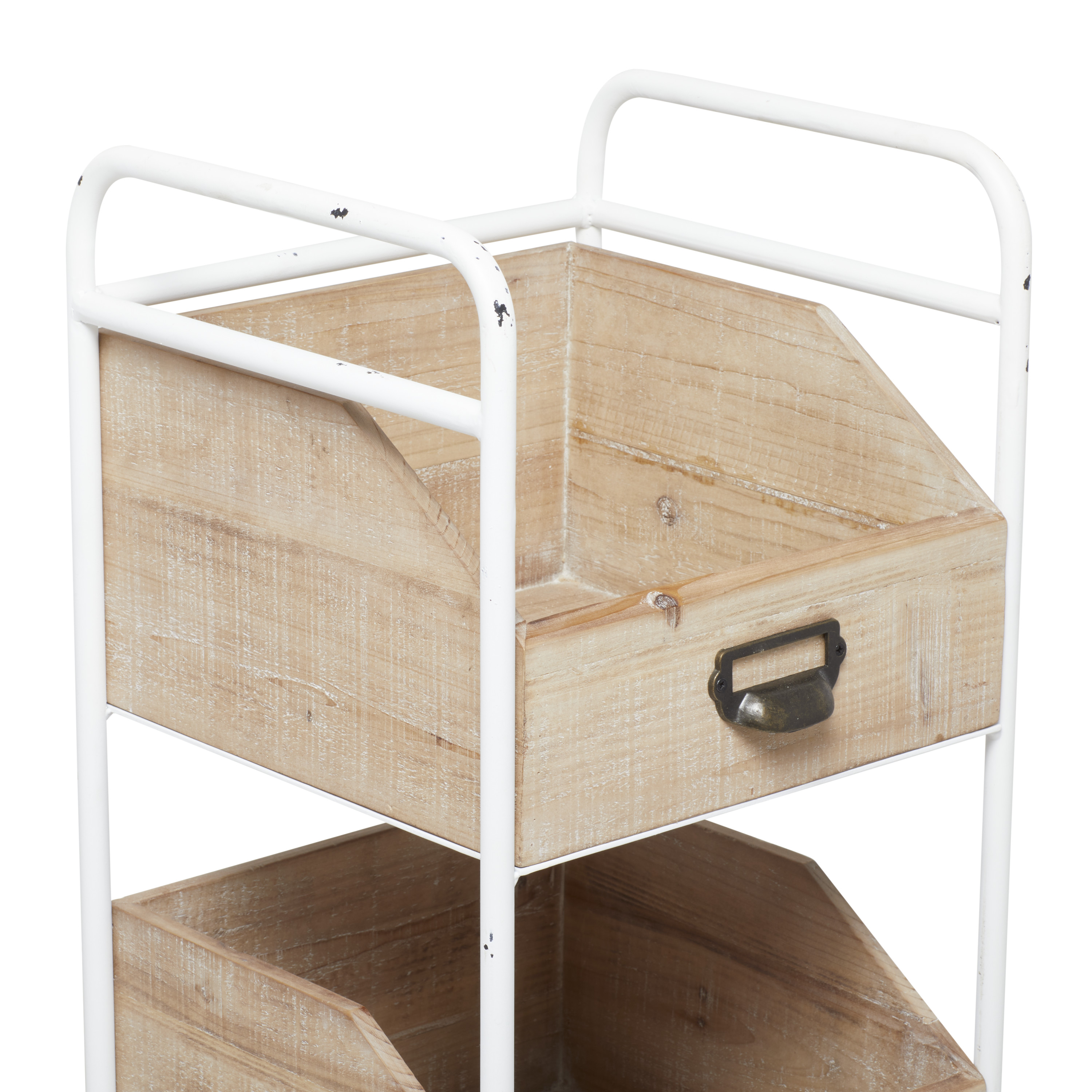 DecMode 12"W, 36"H Wood Industrial Storage Cart, Brown, 1-Piece