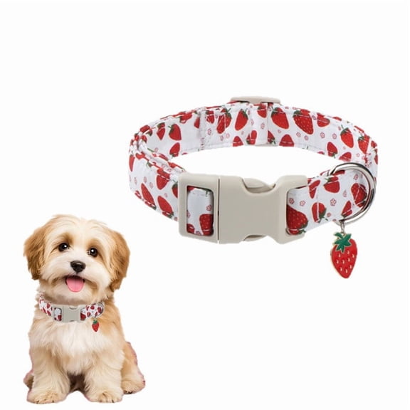 Cute Strawberry Pet Collar for Dogs and Cats - Adjustable Breakaway Safety Collar with Bell, Kawaii Fruit Design for Small Medium Pets Puppy Kitten, Perfect Gift for Pet Lovers（XS）