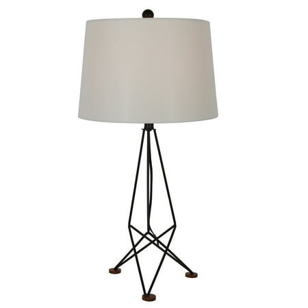 29" Metal and Wood Kiev Table Lamp Iron Black - Decor Therapy