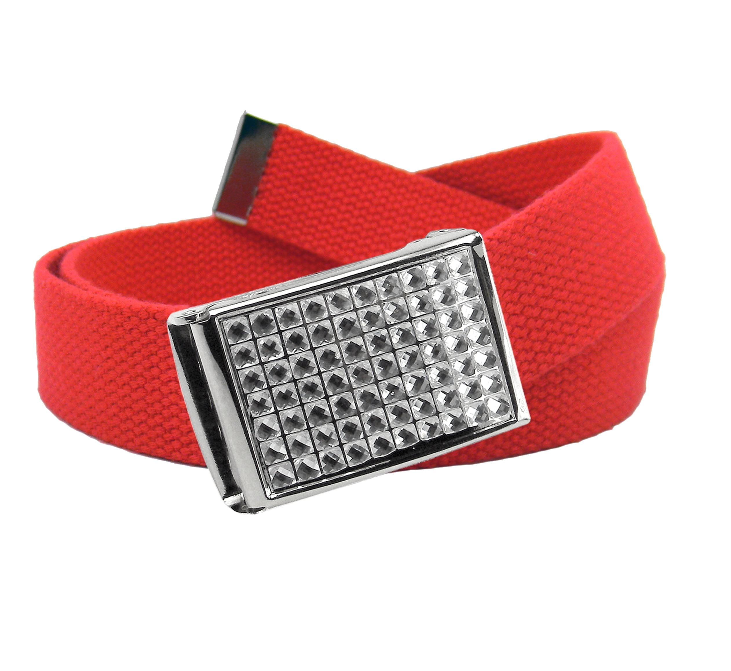 Girls School Uniform Belt Sparkly Crystal Easy Clamp Buckle with Canvas