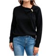 thumbnail image 2 of IUYRTFE Women Round Neck Solid Color Knit Sweater Loose Fit Long Sleeve Pullover Top for Fall Winter Casual Wear, 2 of 9