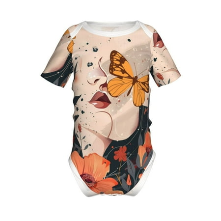 

Lukts Butterfly Floral Elegance Print Baby Short Sleeve Romper Onesie for Newborn Baby Boys and Girls-9M