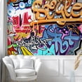 thumbnail image 2 of Idea4wall 8pcs Watercolor Street Graffiti Printed Stick Wallpaper Removable Wall Murals Large Wall Stickers for Home Decoration, 72"x192", 2 of 5