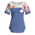 thumbnail image 3 of gakvbuo Maternity Shirts For Women Women Short Sleeve Floral Stripe Nursing T-shirt Top For Breastfeeding, 3 of 8