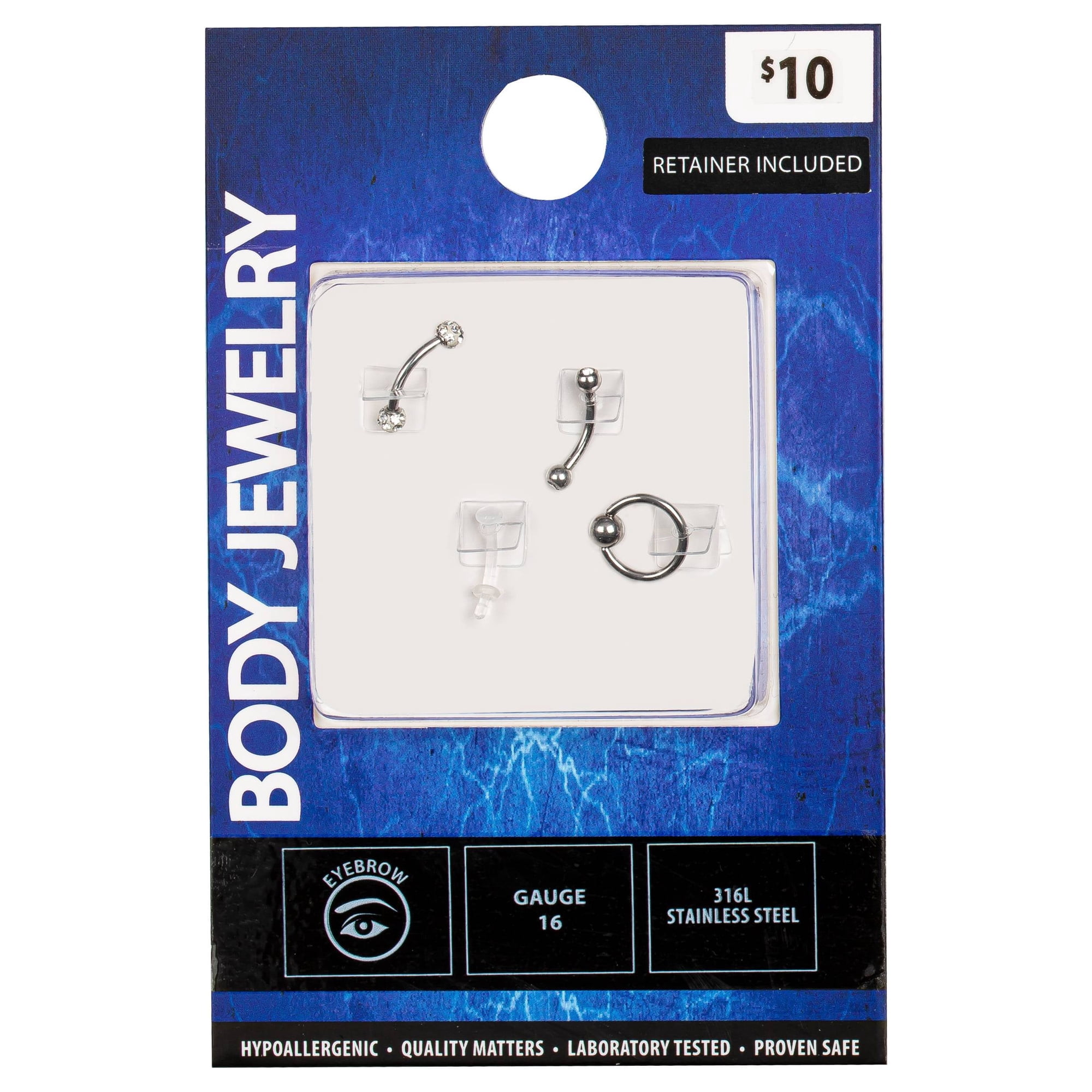 Assorted 16G Stainless Steel Eyebrow Rings for Women, 4-Pack