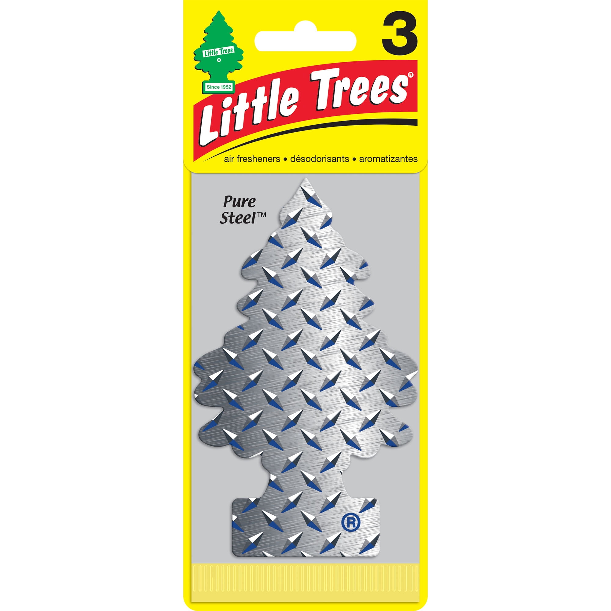 Little Trees Air Fresheners Pure Steel Fragrance 3 Pack