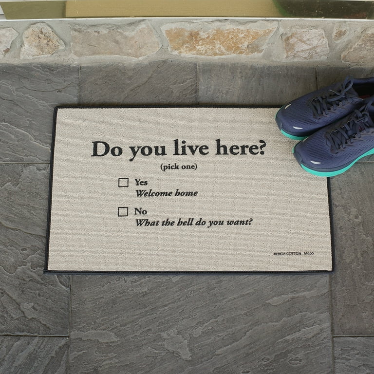 Novelty Do you Live Here? Welcome Home Go Away Outdoor Doormat Funny Floor Rug Front Door Mat