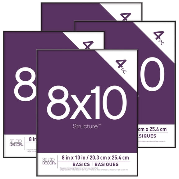 Studio Decor 4 Pack Basics 8" x 10" Black Frames