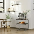 thumbnail image 3 of Gymax 2-Tier Folding Rolling Cart Kitchen Utility Cart Tool-Free Installing Brown, 3 of 10