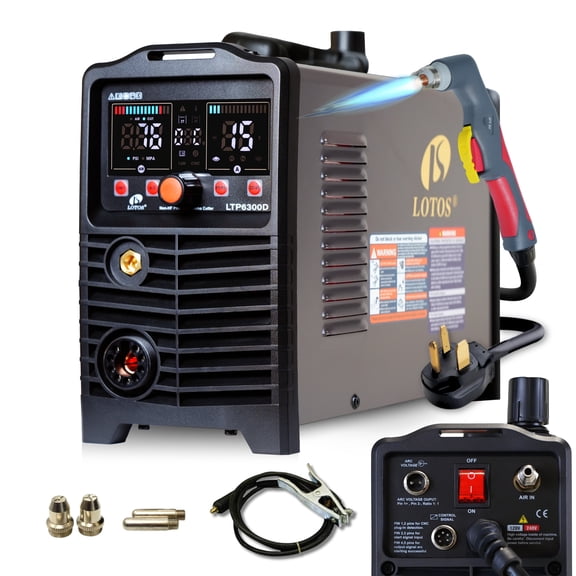 LOTOS LTP6300DCNC Plasma Cutter, 63AMP, Drag Cut, 3/4" 19mm Clean Cut, 1" 25mm Severance
