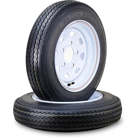 WANDA Trailer Tire Wheel Assembly 4.80-12 6-Ply C 79M 5 Lug on 4.5" PCD White Spoke Rim ,SET 2