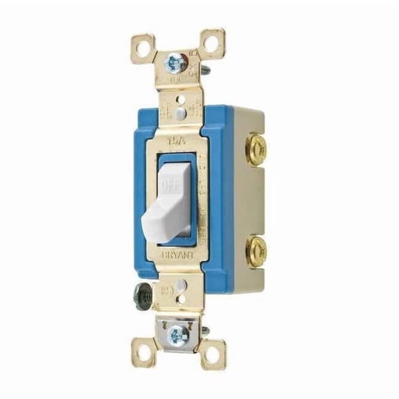 Bryant Wall Switch,15A,White,2-Pole Type,Toggle 4802W