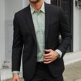 thumbnail image 3 of HISDERN Mens Green Button Down Shirts Formal Collar Long Sleeve Regular Fit Dress Shirt for Wedding, 3 of 11