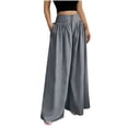 thumbnail image 2 of Mifsaly High Waisted Wide Leg Palazzo Pants Women Button Down Front Smocked Flowy Pant with Pockets Loose Fit Casual Summer Beach Vacation Clothes, 2 of 6