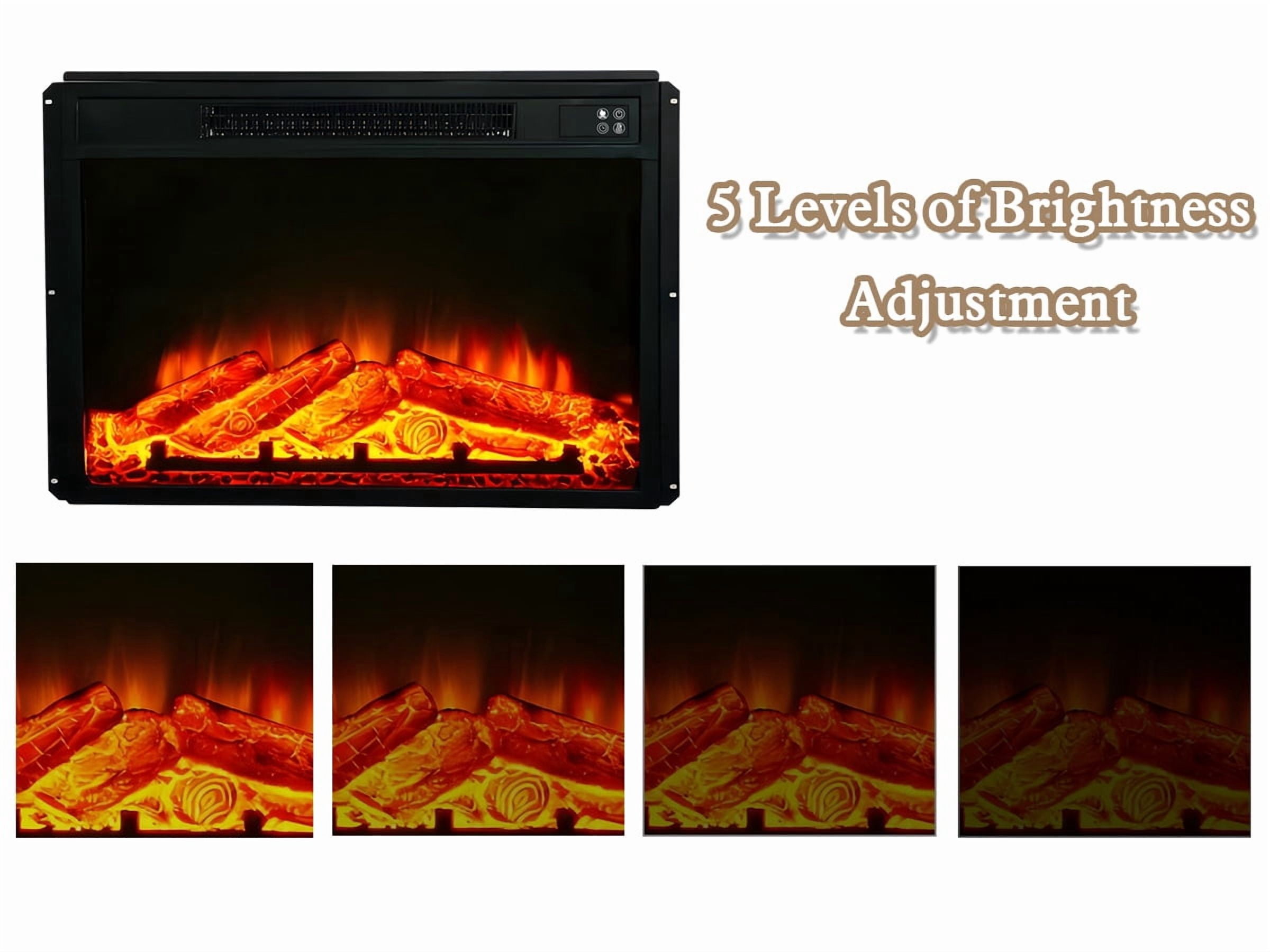 HLR Modern Fireplace TV Stand for TV up to 65'', Entertainment Center with Storage for Living Room, Brown