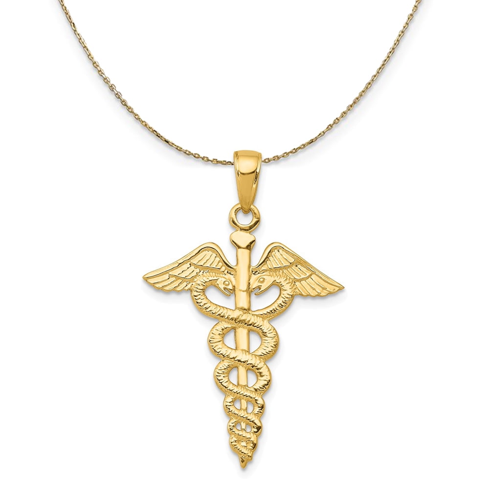 caduceus gold necklace