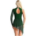 thumbnail image 4 of Kaerm Women's Rhinestones Lyrical Dance Dress Asymmetrical Skirted Leotard Figure Skating Dress Green XXL, 4 of 7