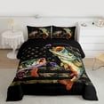 thumbnail image 2 of Erosebridal Fishing Comforter Set Full Bass Fishing Bedding Women American Flag Camo Bedding Farmhouse Pike Fishing Hunting Decor Duvet Insert Wild Camo Big Pike Fish Quilt Set, 2 of 7