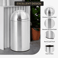 thumbnail image 4 of 13 Gallon/50 Liter Trash Can, Cylindrical Garbage Can with Push Lid, Heavy Duty Stainless Steel Waste Bin with Removable Inner Bucket, Outdoor Trash Bin for Commercial Use, 4 of 8