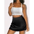thumbnail image 3 of Weardear Silk Skirts for Women 2025 Summer Mini Skirt Elastic High Waisted A Line Skirt with Zipper, 3 of 5