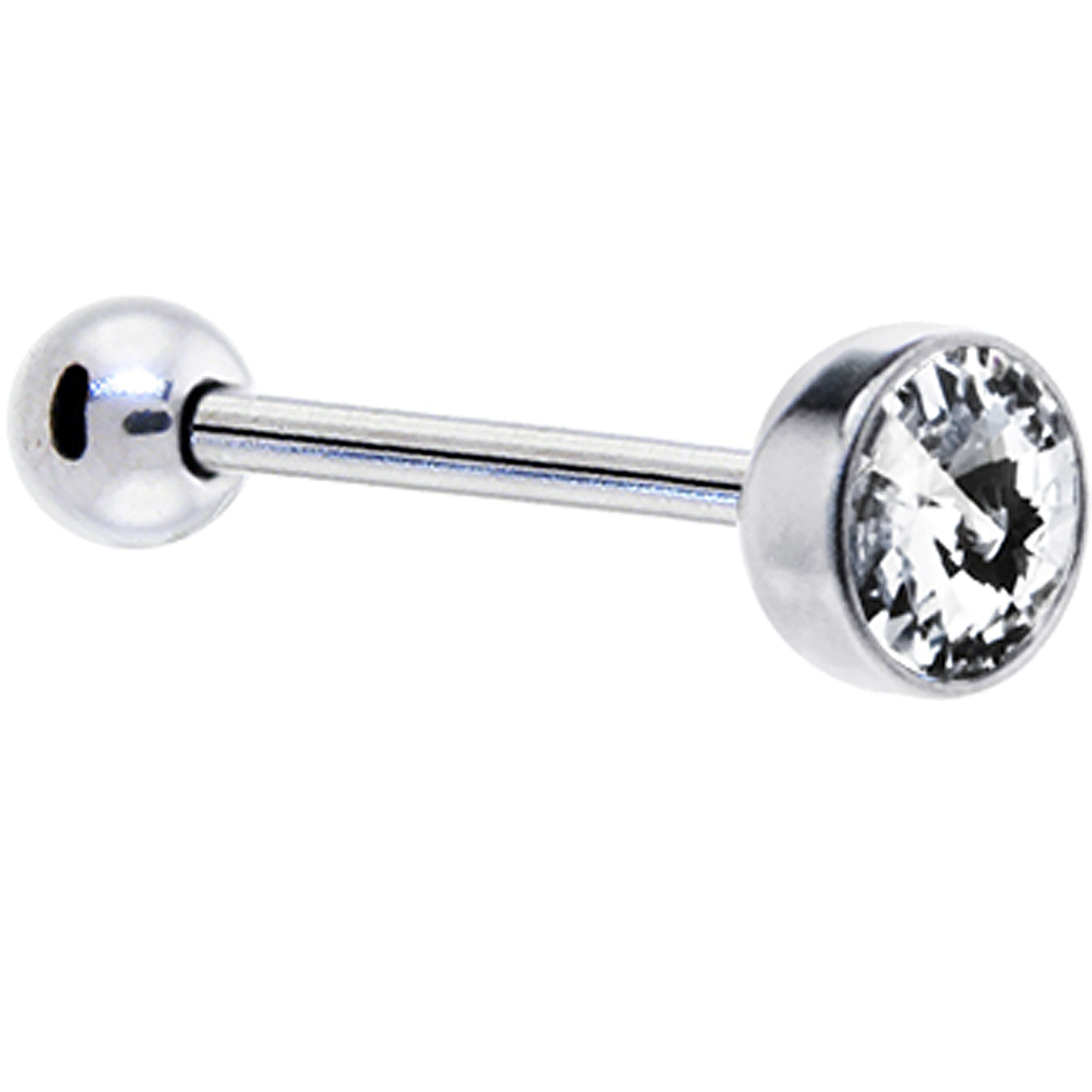 Body Candy 7mm Clear Barbell Tongue Ring Created with Swarovski