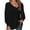 Black, variant on HAiming Women's Long Sleeve Tops Trendy V Neck Button Shirts Spring Solid Color Casual Loose Pullover Tees Blouse