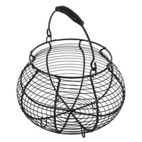 FRCOLOR Round Wire Egg Basket Metal Egg Collecting Basket with Handle for Kitchen Countertop Storage Vintage Iron Basket for Fruits and Vegetables