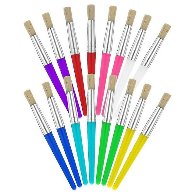 For 16 pcs paint brushes kids washable children colorful big paint brush set round acrylic brush lar