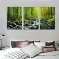 thumbnail image 3 of Nawypu Framed Wall Art Canvas Art Decor Morning Green Trees Landscape Sunshine Over Forest Photograph Printed on Canvas Decoration Mural Print Artwork Natural Picture 12''x16''X3 Panels, 3 of 4