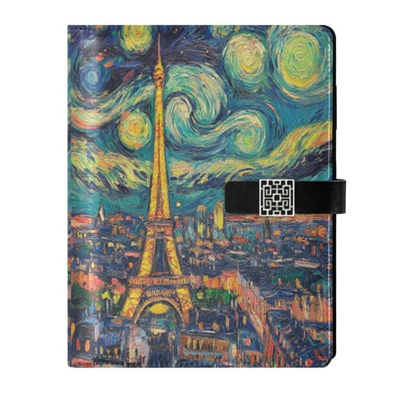 Premium Faux Leather Notebook - Refillable, Multi-Functional Organizer, 23.3x17cm, All-Season Use，The Paris Skyline