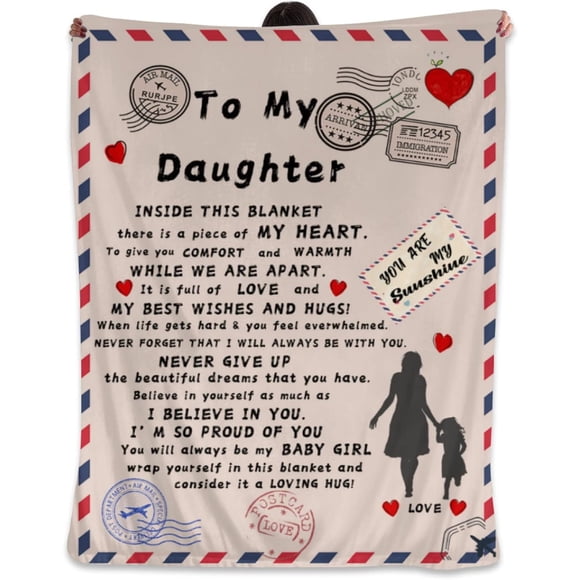LHSHID to My Daughter Blanket from Dad Gifts for Daughters from Mothers Gifts for Grown Daughter Super Soft Cozy Flannel Throw Blanket for Bed Sofa 60x80in